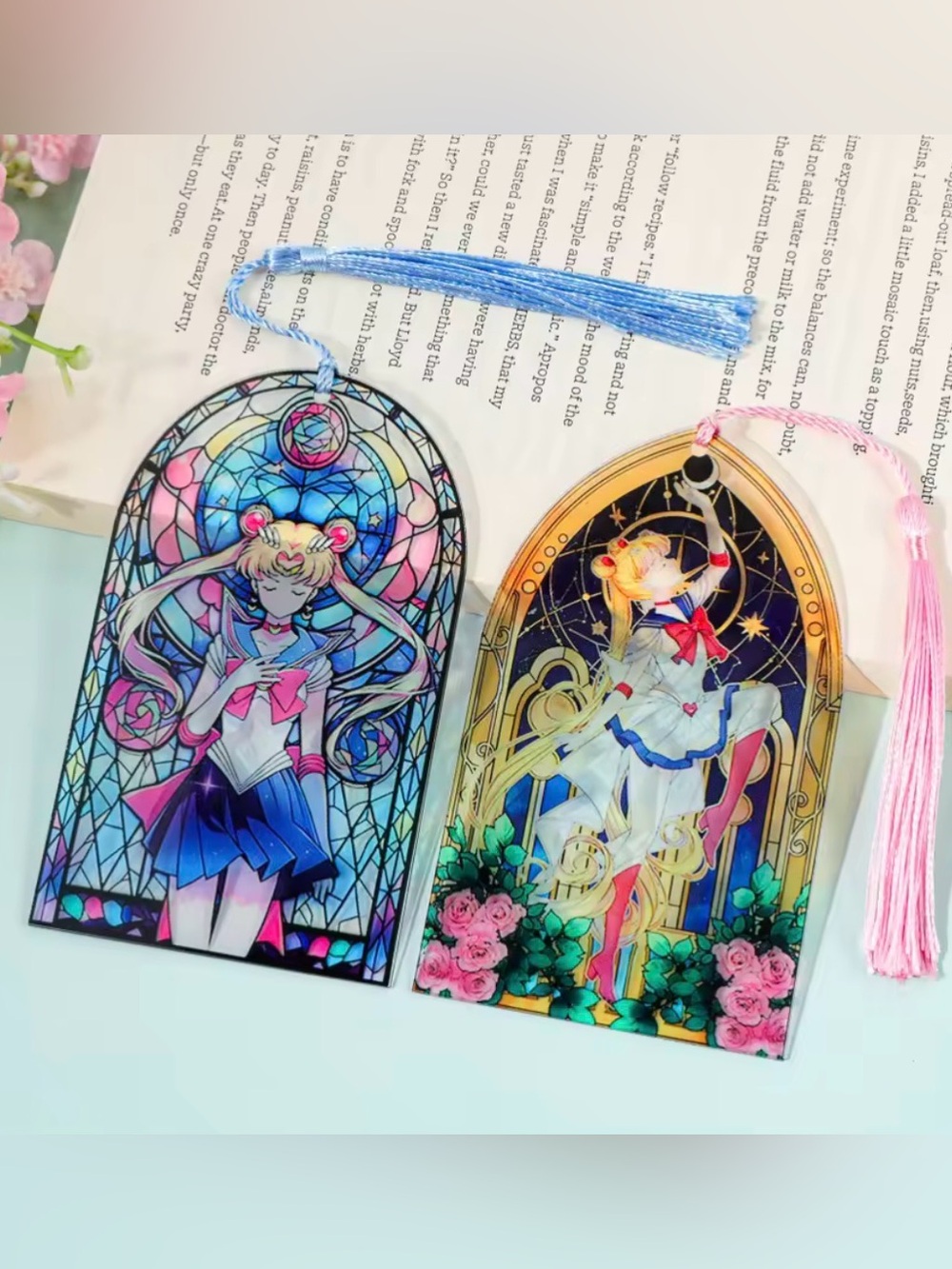 Sailor Moon Usagi Acrylic Tassel Bookmark Stained Glass